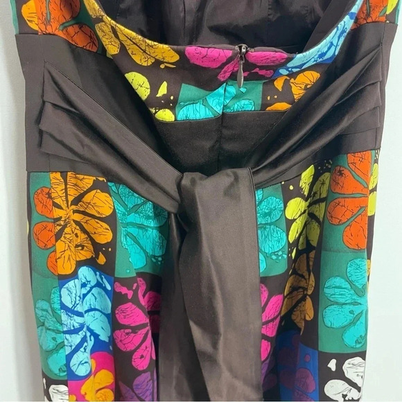 Trina Turk Retro Halter Style Brown Floral Mini Dress - Picture 5 of 7